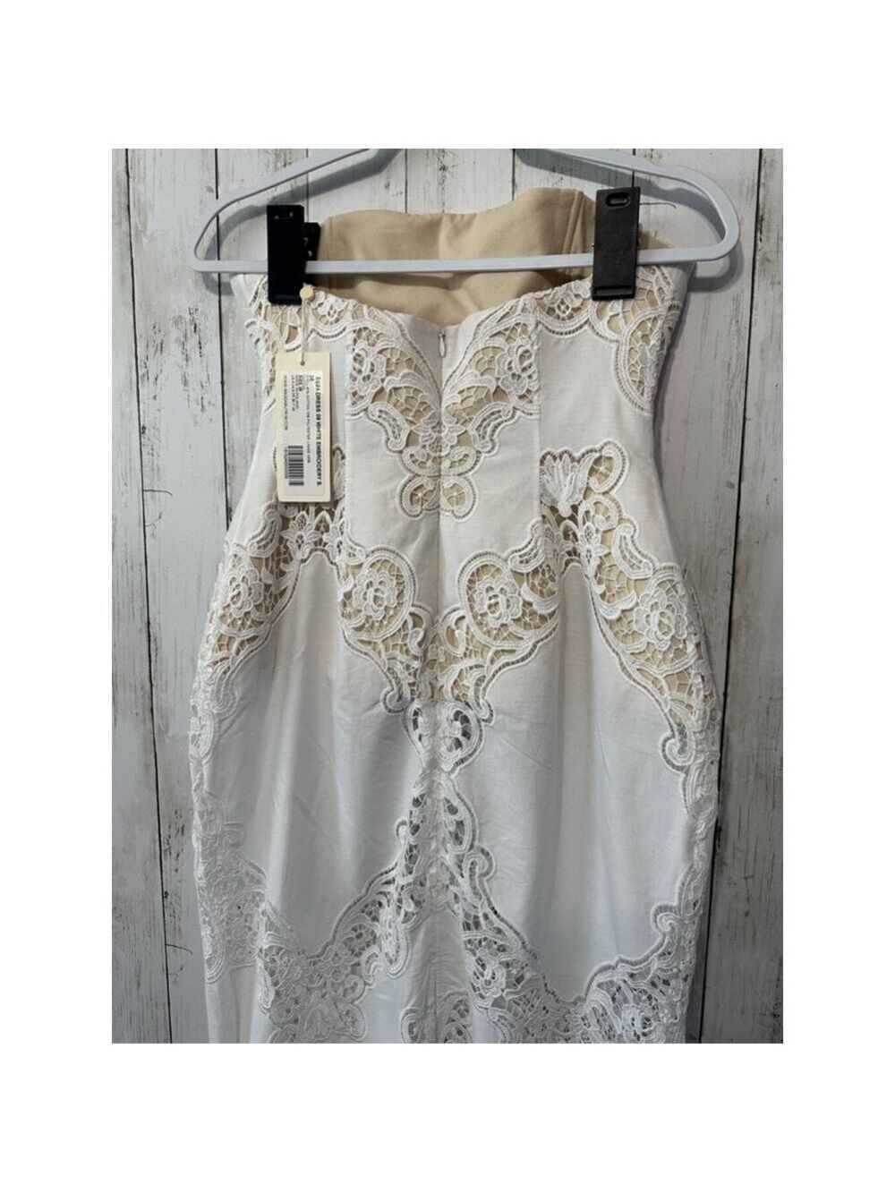 Magda Butrym Strapless Midi Dress • White Lace Cutout • Size 36 • New With Tags - Picture 9 of 11